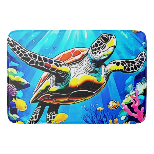 Vibrant Sea Turtle Dreamscape Badmat (Voorkant)