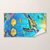 Vibrant Sea Turtle Reef Art (Serviette à main)