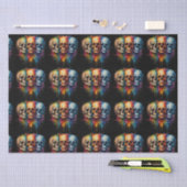 Vibrant Skull Art on Black Background Tissuepapier (Craft)