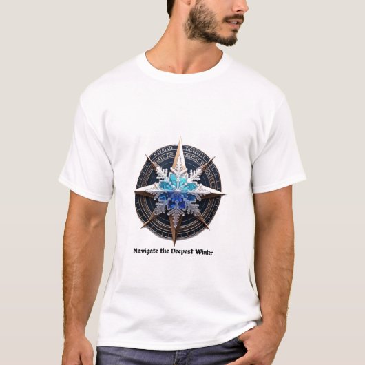 Vibrant Snowflake T-Shirt, Compass Metallic Art T-shirt (Voorkant)