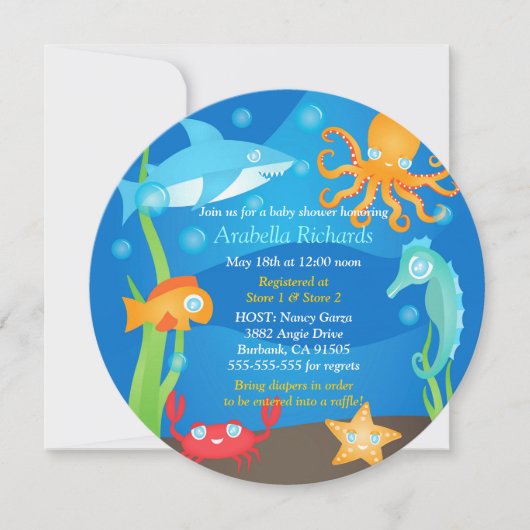 Vibrant sous la mer Baby Shower Invitations (Devant)