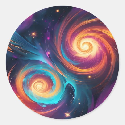 Vibrant Space Vortex Galactisch Ronde Sticker (Voorkant)