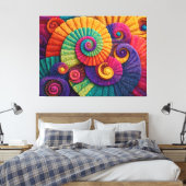 Vibrant Spiral Abstract Patterns Canvas Afdruk (Insitu (Slaapkamer))