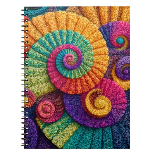 Vibrant Spiral Abstract Patterns Notitieboek (Voorkant)