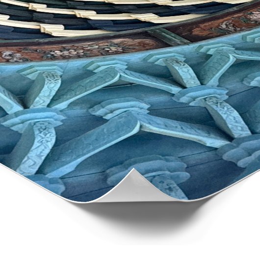 Vibrant spiral pattern on ceiling of a temple poster (Hoek)