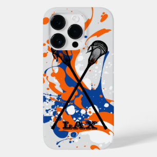 Vibrant Splash Lacrosse Sticks Personalizeerd Case-Mate iPhone 14 Pro Hoesje