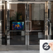 Vibrant Stained Glass Sea Turtle Ocean Design Raamsticker (Kantoordeur)