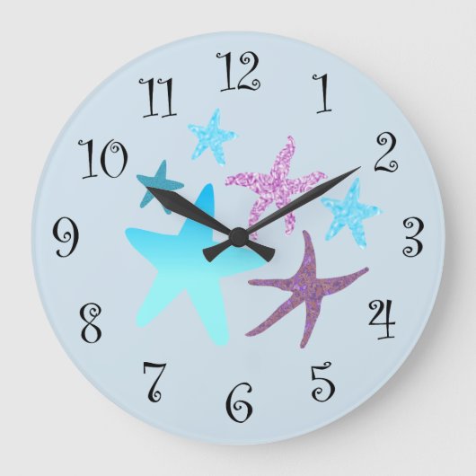 Vibrant Starfish Clock Grote Klok (Voorkant)