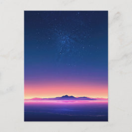 Vibrant Starry Night Mountain Horizon Briefkaart