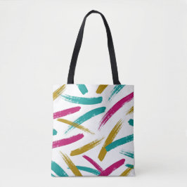 Vibrant Strokes,Teal, Magenta & Mustard pattern Draagtas