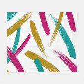 Vibrant Strokes,Teal, Magenta & Mustard pattern Fleece Deken (Voorkant (Horizontaal))