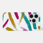 Vibrant Strokes,Teal, Magenta & Mustard pattern iPhone Hoesje (Achterkant horizontaal)