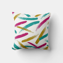 Vibrant Strokes,Teal, Magenta & Mustard pattern Kussen