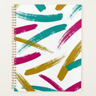 Vibrant Strokes,Teal, Magenta & Mustard pattern Planner