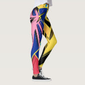 Vibrant Stylized Portrait with Abstract Elements Leggings (Rechts)