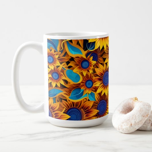 Vibrant Sunflower Koffiemok (Met donut)