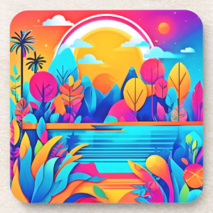 Vibrant Sunrise Landschap Bier Onderzetter