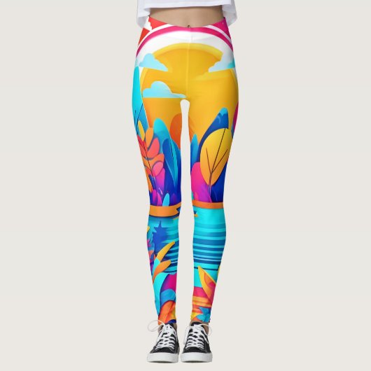 Vibrant Sunrise Landschap Leggings (Voorkant)
