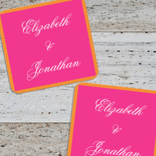 Vibrant Sunrise Minimalist Mix & Match Weddenschap Vierkante Kartonnen Onderzetter