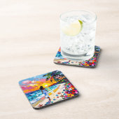 Vibrant Sunset Abstract Beach Scene   Bier Onderzetter (Rechterzijde)