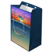 Vibrant Sunset Dolphins Jumping Ocean Birthday Medium Cadeauzakje (Achterkant Gekanteld)