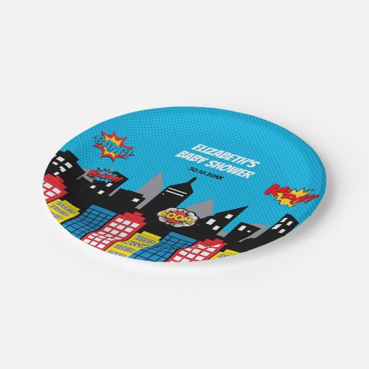 Vibrant Superheld Birthday Party Favor Papieren Bordje (Gekanteld)
