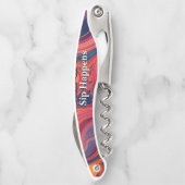 Vibrant Swirl Design Funny Sip Happens Beer Kurkentrekker (Achterkant)