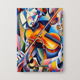 Vibrant Symphony: Abstract Violinist Art Button