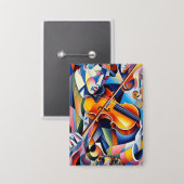 Vibrant Symphony: Abstract Violinist Art Button (Voorkant / Achterkant)