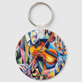 Vibrant Symphony: Abstract Violinist Art Sleutelhanger