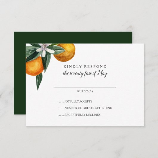 Vibrant Tangerine Citrus Orange Mariage RSVP (Devant / Derrière)