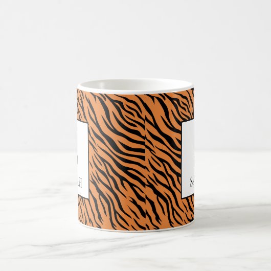 Vibrant Tiger Stripe Custom Initial Name Mug (Centre)