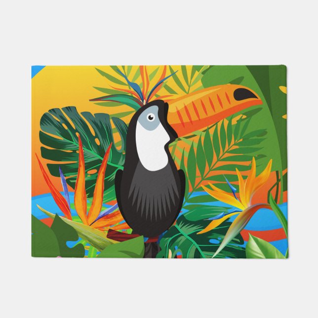 Vibrant Toucan Tropical Rainforest Doormat Deurmat (Voorkant)