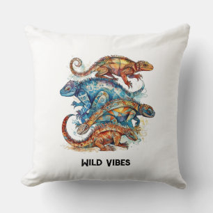 Vibrant Tribal Lizard Totem, op maat Kussen