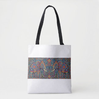 Vibrant Tribal Spirit elephants Tote Bag