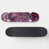 Vibrant Trippy Paars Yellow Groovy Fractal Art Skateboard (Horizontaal)