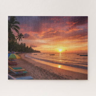 Vibrant Tropical Sunset Beach Landscape Puzzle Legpuzzel