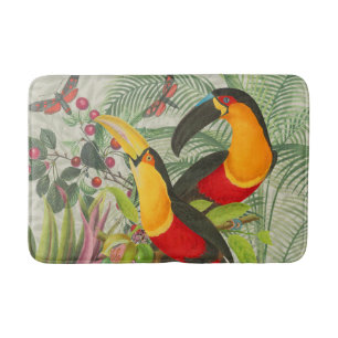 Vibrant Tropical Toucan Birds Art Exotic Oerwoud Badmat