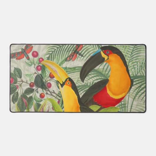 Vibrant Tropical Toucan Birds Art Exotic Oerwoud Bureaumat (Voorkant)