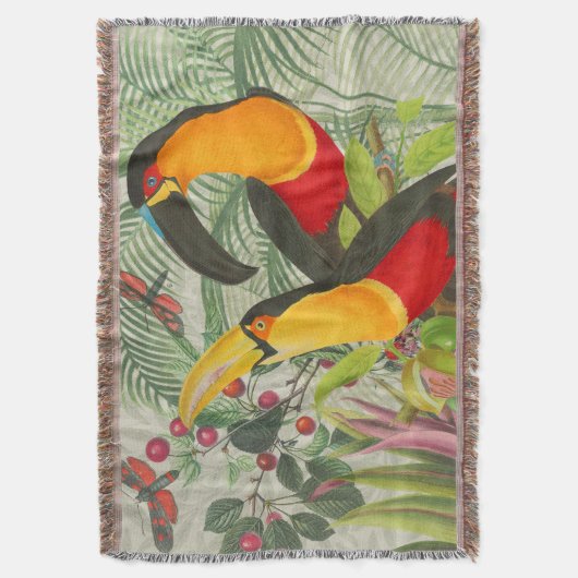 Vibrant Tropical Toucan Birds Art Exotic Oerwoud Deken (Voorkant Verticaal)