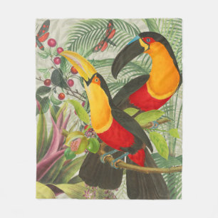 Vibrant Tropical Toucan Birds Art Exotic Oerwoud Fleece Deken