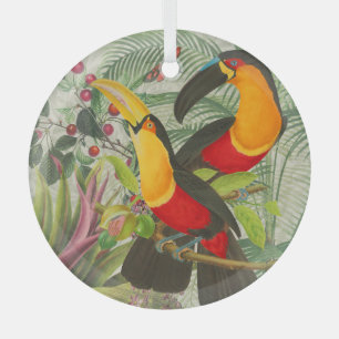 Vibrant Tropical Toucan Birds Art Exotic Oerwoud Glas Ornament