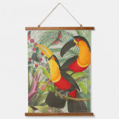 Vibrant Tropical Toucan Birds Art Exotic Oerwoud Hangend Wandkleed (Voorkant)