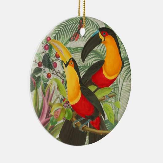 Vibrant Tropical Toucan Birds Art Exotic Oerwoud Keramisch Ornament (Rechts)