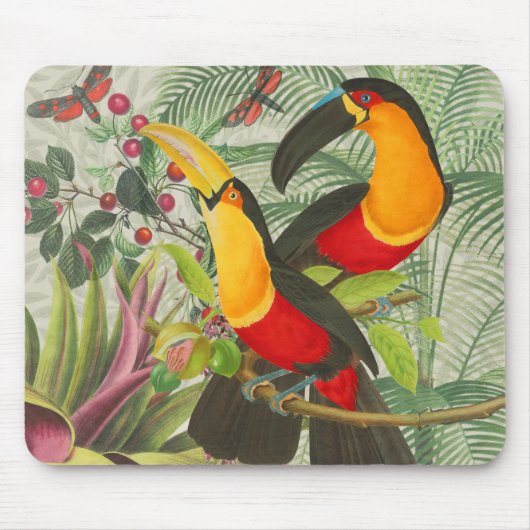 Vibrant Tropical Toucan Birds Art Exotic Oerwoud Muismat (Voorkant)