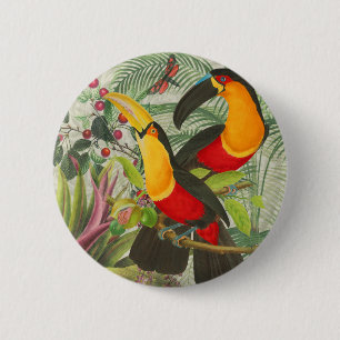 Vibrant Tropical Toucan Birds Art Exotic Oerwoud Ronde Button 5,7 Cm