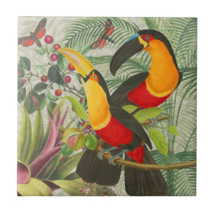 Vibrant Tropical Toucan Birds Art Exotic Oerwoud Tegeltje