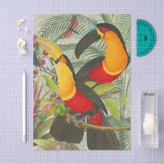 Vibrant Tropical Toucan Birds Art Exotic Oerwoud Tissuepapier (Craft)