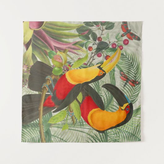 Vibrant Tropical Toucan Birds Art Exotic Oerwoud Wandkleed (Voorkant (horizontaal))