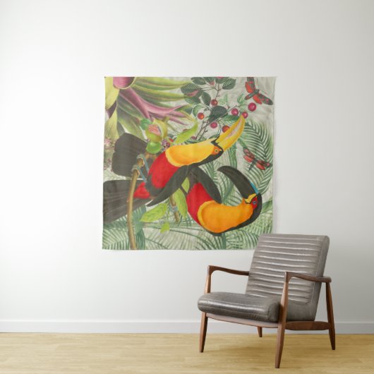 Vibrant Tropical Toucan Birds Art Exotic Oerwoud Wandkleed (In Situ (horizontaal))